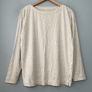 J Jill Luxe Supima Forward Seam Tee Size Medium Beige Soft Knit Minimalist Clean